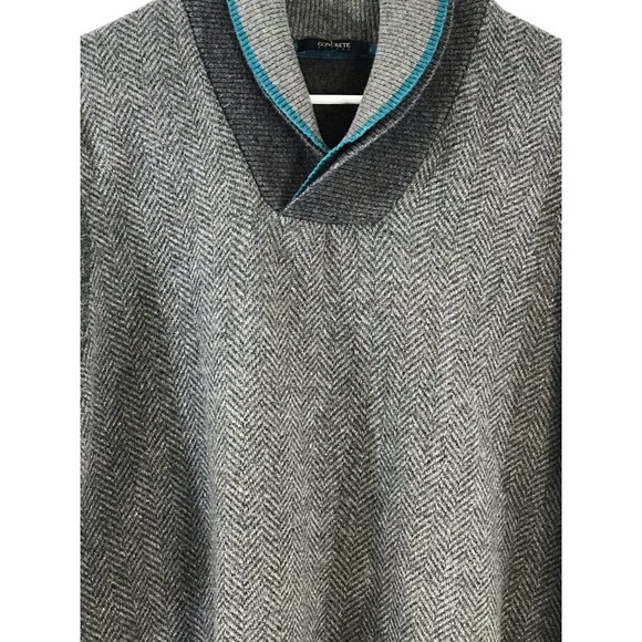 Concrete Casual Men's Shawl Collar Pullover Sweater Lambswool Blend Gray Large - Picture 3 of 9